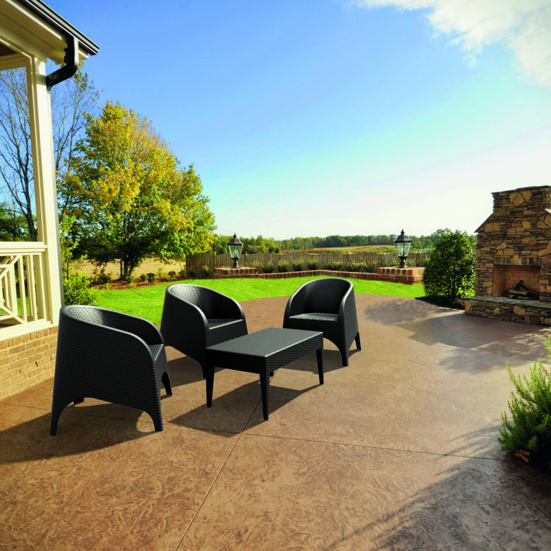 Siesta 3 Seat Resin Rattan Outdoor Setting with Aruba Arm Chair