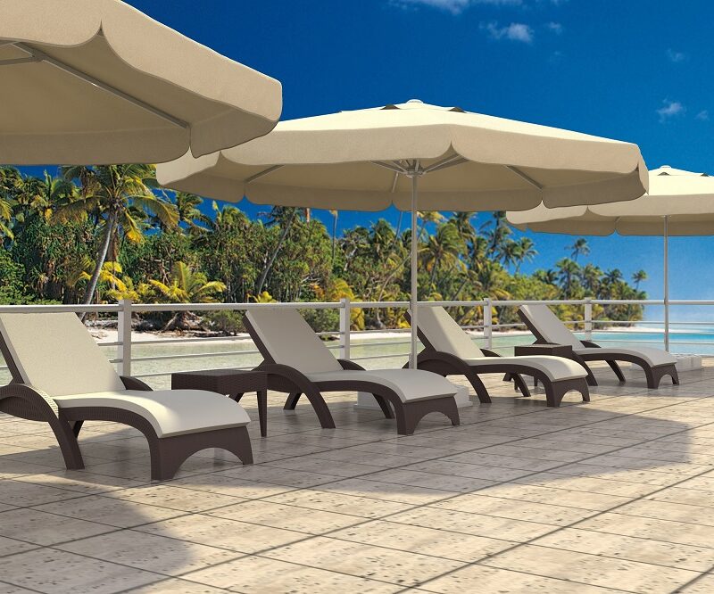 Siesta Resin Rattan Sun Lounger with Cushions 6 Piece Package with Miami Side Table