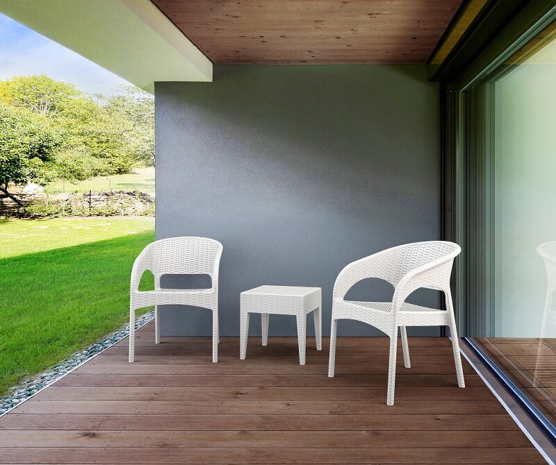 Siesta Resin Rattan 3 Piece Chat Setting with Panama Arm Chair