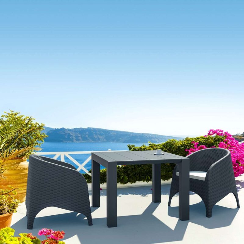 Siesta 3 Piece Patio Rattan Set with Aruba Arm Chairs