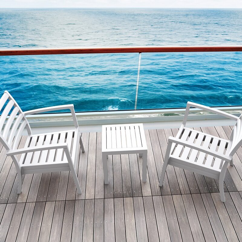 Siesta 3 Piece Balcony Setting with Artemis XL Arm Chair and Ocean Side Table