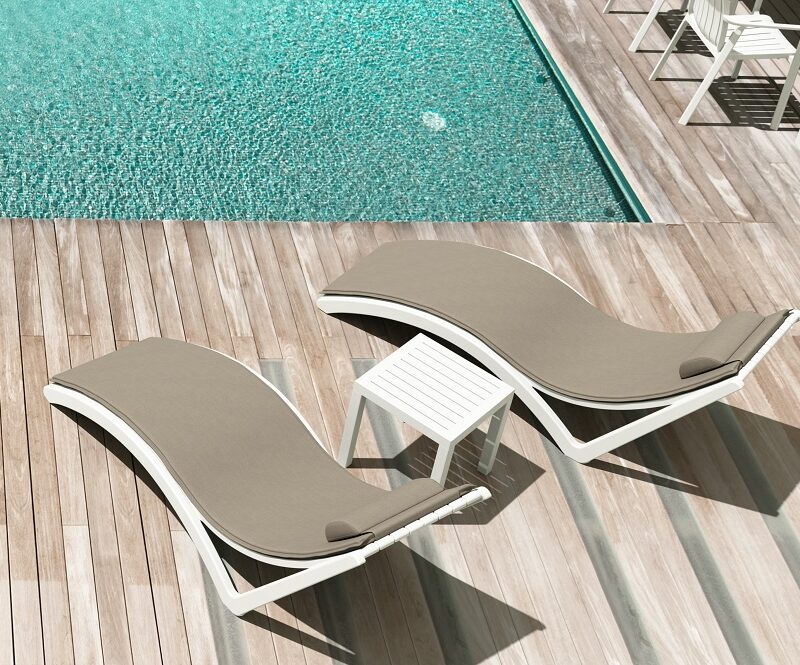 Siesta Pool Side 3 Piece Slim Sun Lounger Package with Ocean Side Table