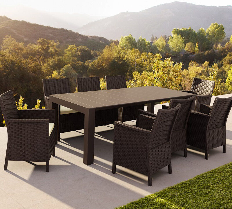 Siesta Vegas Table Outdoor 8 Seater Dining Setting with California Arm Chairs
