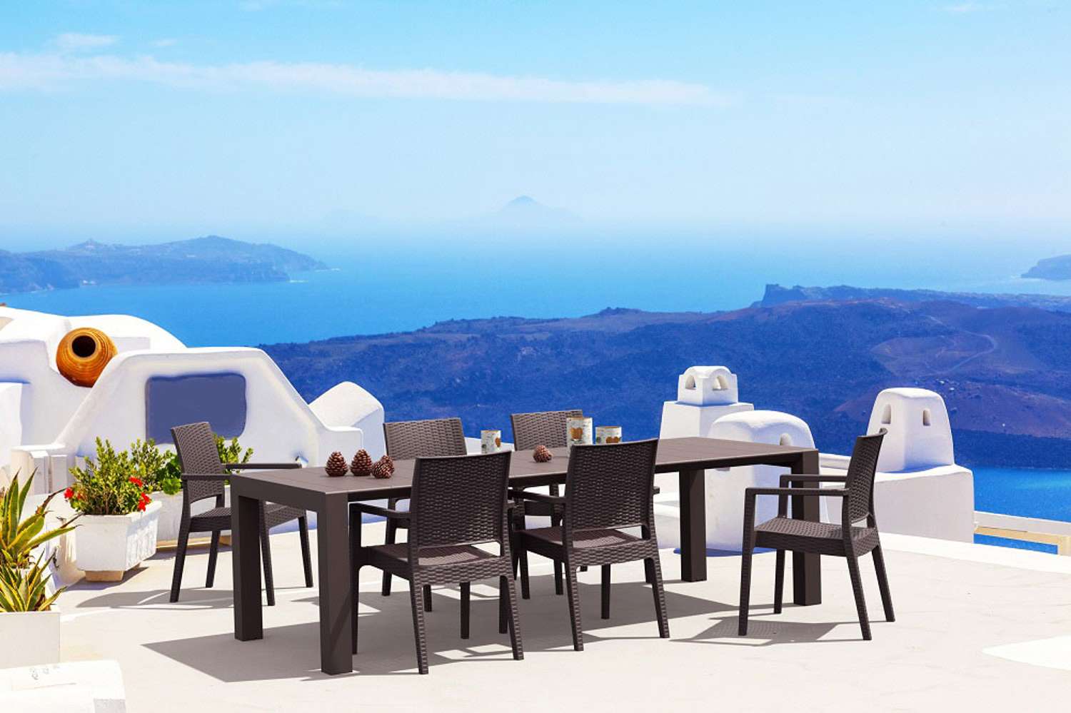 Siesta 6 Seater Outdoor Dining Set in Rattan and Vegas Table