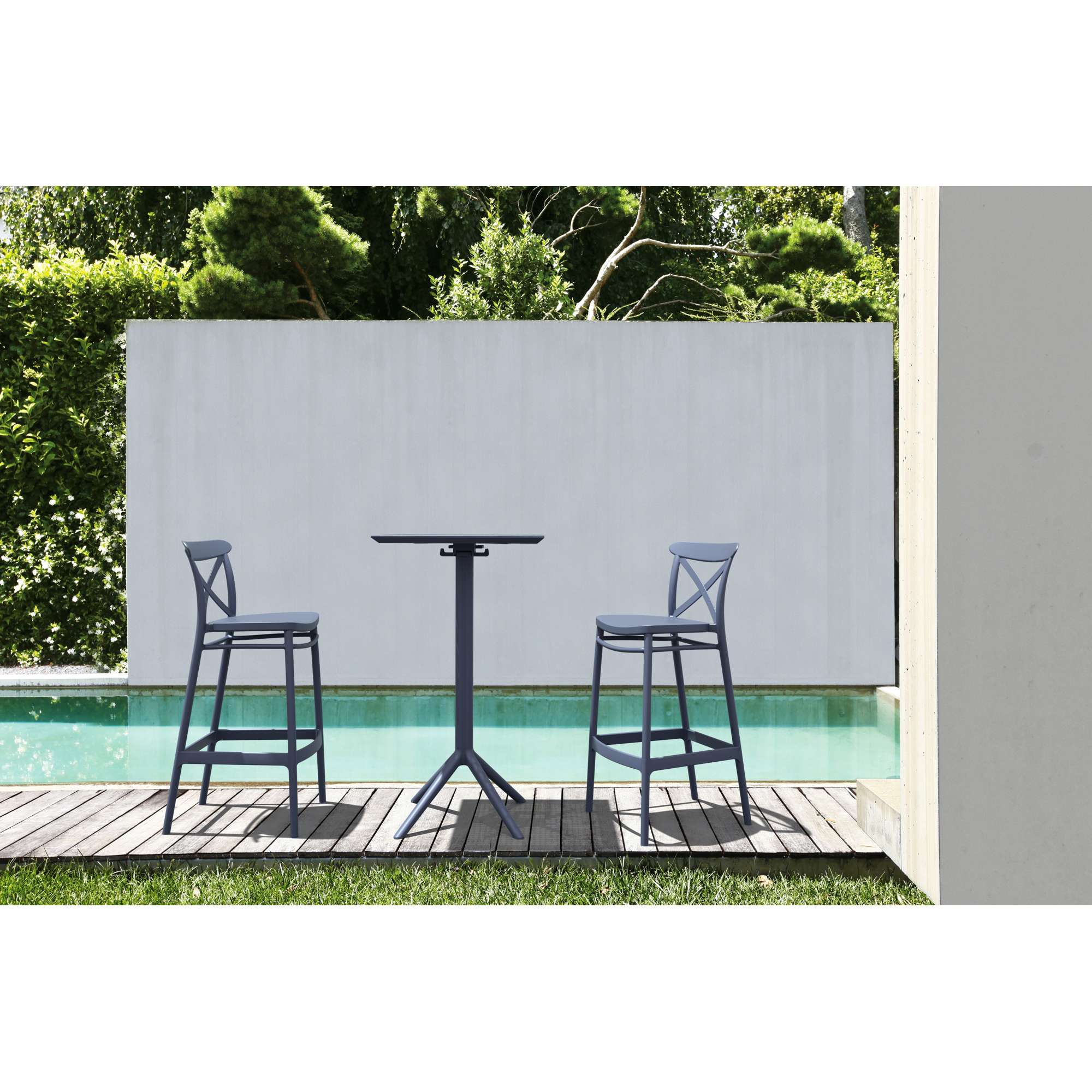 Siesta Sky Bar Table 3 Piece Set with Cross 75 Bar Stools