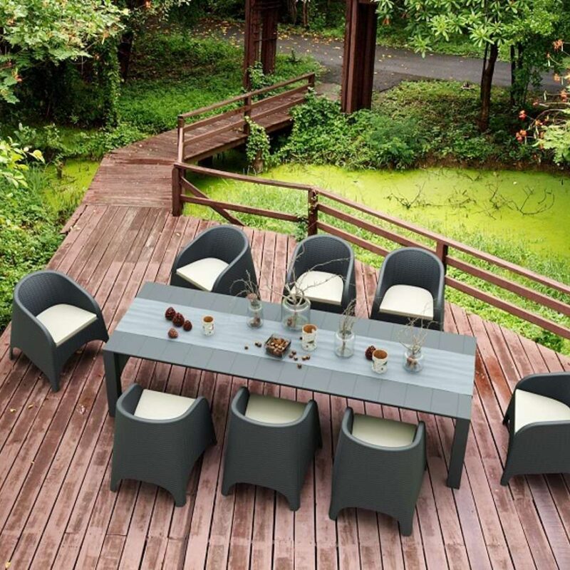 Siesta 9 Piece Outdoor Rattan Aruba Arm Chair Dining Setting