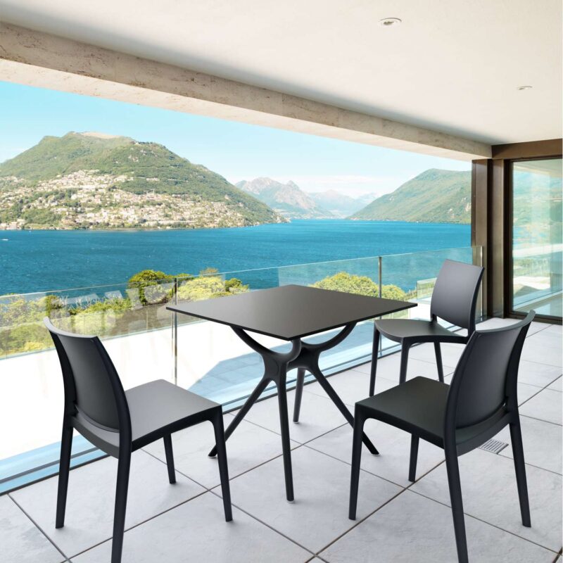 Siesta Air Outdoor Balcony Table Setting with 3 Chairs