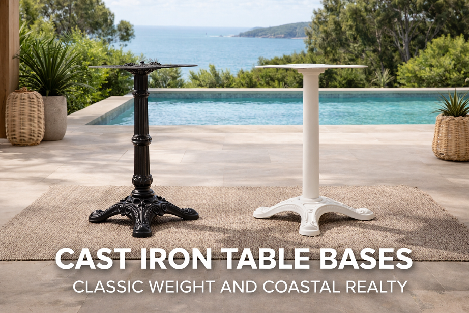 Cast Iron Table Bases Classic Weight and Coastal Reality